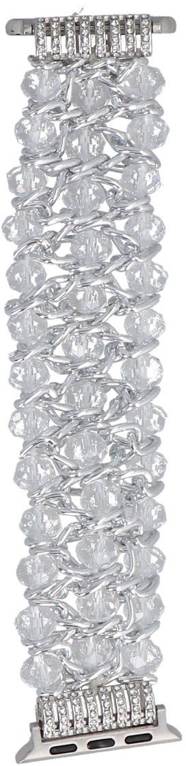 GlacierX bransoleta do smartwatcha Sparkling Crystals Stretch Bracelet Icy Silver do Apple Watch 38/40/41mm Srebrna