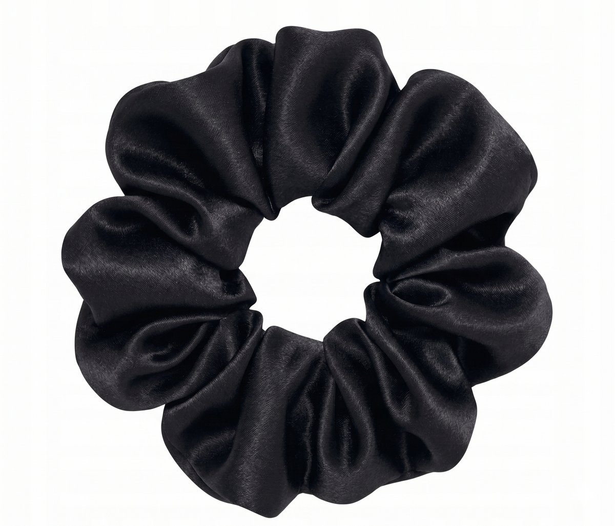 Jedwabna gumka do włosów scrunchie mulberry 6A czarna M średnia premium
