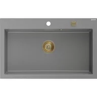 Zlewozmywaki - Mexen Elix zlewozmywak granitowy 1-komorowy 800 x 500 mm, szary, syfon złoty - 6527801005-71-G - miniaturka - grafika 1