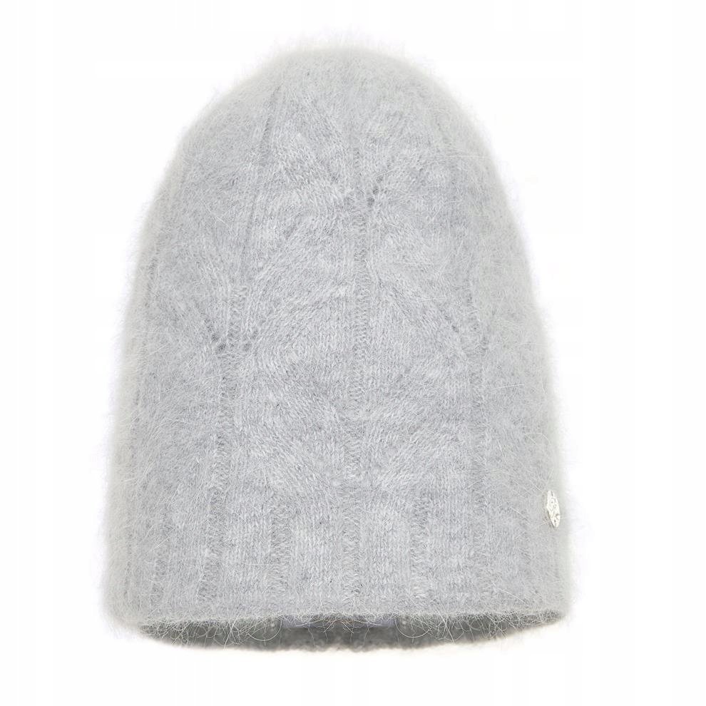Czapka zimowa damska z angory SALLY Jasny szary