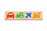 Zabawki interaktywne dla dzieci - Eko kolorowe puzzle do tablicy manipulacyjnej, puzzle autka. - miniaturka - grafika 1