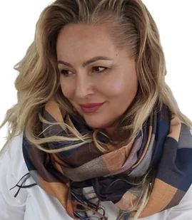 Szal szalik Chusta frędzle ciepły w kratę miękki gładki 175x75 cm - Apaszki i szaliki damskie - miniaturka - grafika 1