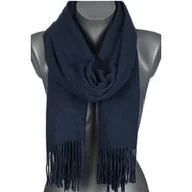 Apaszki i szaliki damskie - Szalik damski BAWEŁNIANY na prezent z frędzlami FG-39 GRANATOWY - miniaturka - grafika 1