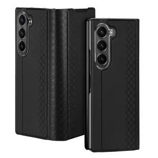 Etui Dux Ducis Brill skórzane na Samsung Galaxy Z Fold 6 z klapką i kieszonką na kartę - czarne - Etui i futerały do telefonów - miniaturka - grafika 1