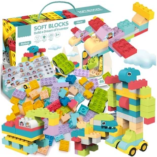 Klocki konstrukcyjne MIĘKKIE SENSORYCZNE DUŻE Soft Blocks ZESTAW XXL 86 el ZESTAW KLOCKÓW DLA DZIECI - Klocki - miniaturka - grafika 1
