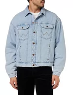 Kurtki męskie - Wrangler Męska kurtka z podszewką Trucker Denim, SCARE CROW​, M - miniaturka - grafika 1