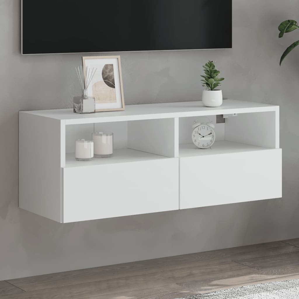 vidaXL Ścienna szafka TV, biała, 80x30x30 cm, materiał drewnopochodny