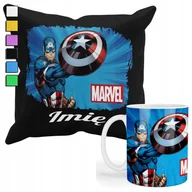 Gadżety dla niej i dla niego - ZESTAW KUBEK + PODUSZKA Z POSZEWKĄ- PREZENT DLA FANA KAPITAN AMERYKA + IMIĘ - miniaturka - grafika 1