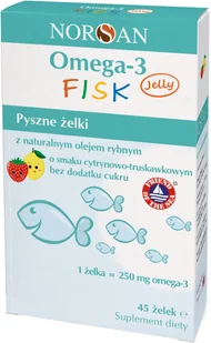 Suplement diety Norsan Omega 3 FISK 45 szt Cytrynowo-truskawkowy (4260698151248) - Suplementy naturalne - miniaturka - grafika 1