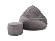 Pufy i podnóżki - Pufa sako XXXXL worek + gratis Sorriso szara - miniaturka - grafika 1