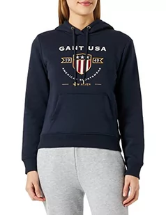 GANT Damska bluza z kapturem D1. Banner Shield Hoodie bluza z kapturem, niebieski (Evening Blue), standard - Bluzy damskie - miniaturka - grafika 1