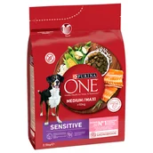 Sucha karma dla psów - PURINA ONE Medium/Maxi Sensitive, łosoś - 2 x 2,5 kg - miniaturka - grafika 1