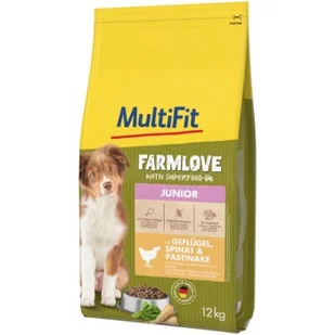 MultiFit Farmlove sucha karma dla psa Junior, z drobiem, szpinakiem i pasternakiem 12 kg - Sucha karma dla psów - miniaturka - grafika 1