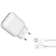 Powerbanki - XO ładowarka sieciowa L78 2x USB 2,4A biała + kabel microUSB 8_2265707 - miniaturka - grafika 1