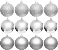 Bombki - Dekoracyjne bombki choinkowe plastikowe 12 szt. 60 mm srebrne - miniaturka - grafika 1