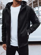 Bluzy męskie - Rozpinana bluza męska ocieplana czarna Dstreet BX5627-XXL - miniaturka - grafika 1