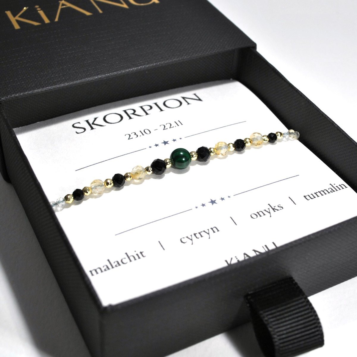 Bransoletka KiANU - SKORPION Znak Zodiaku Kamienie Prezent na Urodziny