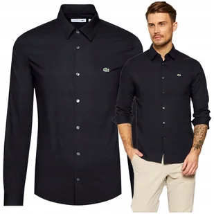 czarna koszula meska slim fit elegancka koszula meska lacoste PREMIUM czarna koszula meska slim fit elegancka koszula meska lacoste PREMIUM r.L - Koszule męskie - miniaturka - grafika 1
