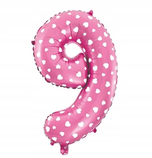 BALON FOLIOWY CYFRA 9 RÓŻOWA W SERCA 80 CM NA HEL DEKORACJA NA URODZINY - Balony i akcesoria - miniaturka - grafika 1