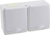 Gniazdka elektryczne - Pawbol Gniazdo hermetyczne Pawbol Beta1 D.3112BGG/1 podwójne 2x2P+Z, IP44 białe - miniaturka - grafika 1