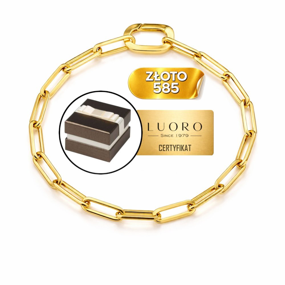Bransoletka złota 585 14K długie owalne ogniwa 19 CM elegancka klasyka