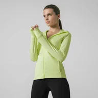 Bluzy sportowe damskie - Damska bluza treningowa z kapturem 4F 4FSS22TFSWF006 - żółta - miniaturka - grafika 1