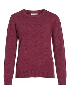Vila Damski sweter z dzianiny, okrągły dekolt, Beet Red, M - Swetry damskie - miniaturka - grafika 1