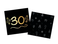 Dekoracje i nakrycia stołu na imprezę - Serwetki na trzydzieste urodziny czarne - 33 cm - 16 szt. - miniaturka - grafika 1