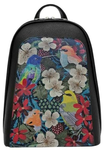 DOGO Damski czarny wegański skórzany plecak - Fly Anywhere Wzór, Kolor: wielokolorow, Taille unique