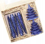 Świece - Zestaw prezentowy świece choinki +stroikowe granat - miniaturka - grafika 1