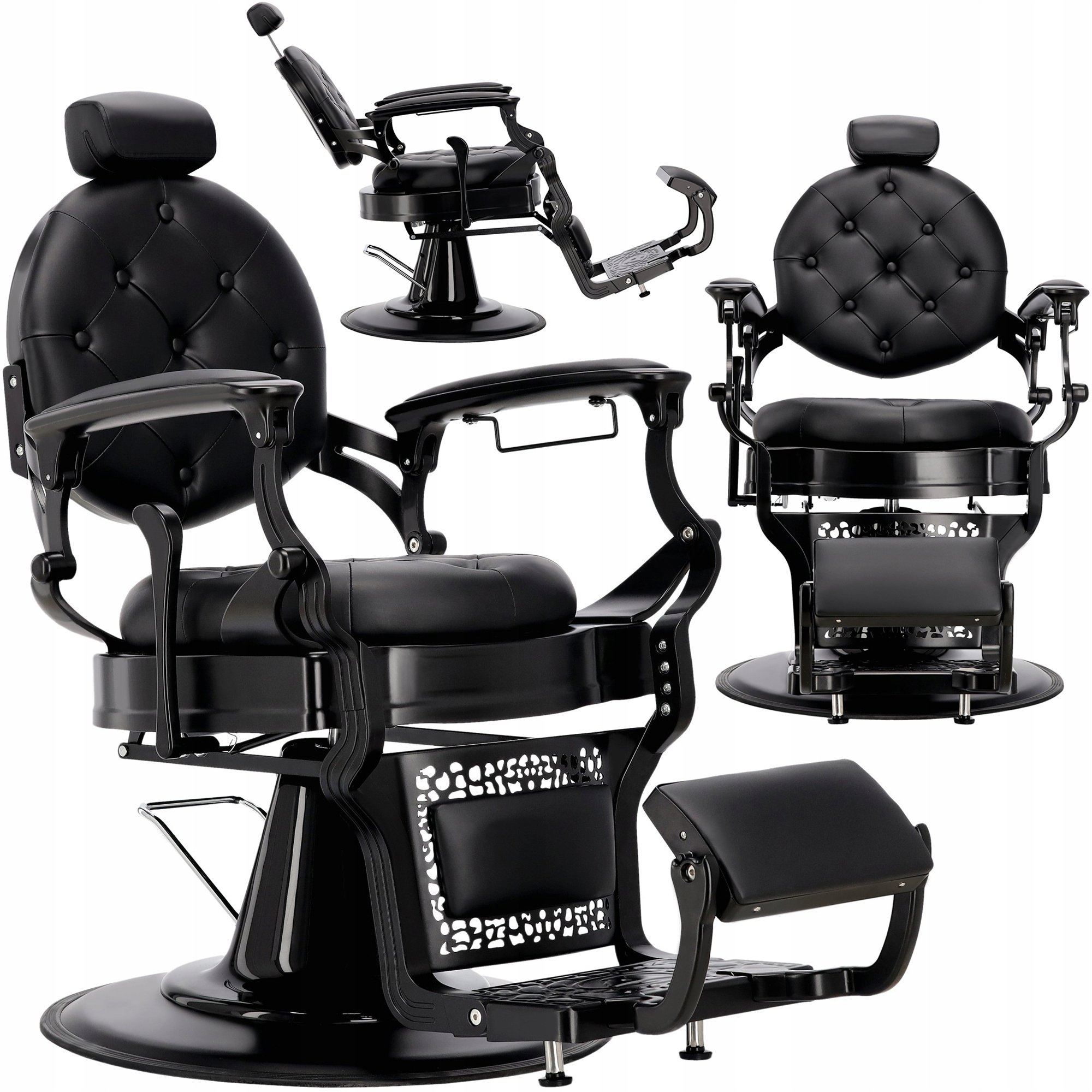 Fotel fryzjerski barberski hydrauliczny do salonu fryzjerskiego barber shop Logan Black Barberking
