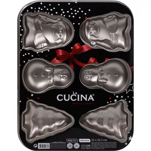 La Cucina Foremki świąteczne do pieczenia ciastek non-stick metalowa blacha 35 x 26 cm 170113110 - Formy do ciast - miniaturka - grafika 1