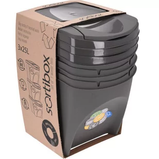 EH Excellent Houseware Kosze do segregacji śmieci 3 x 25 L polipropylen Y89200800 - Kosze na śmieci - miniaturka - grafika 1