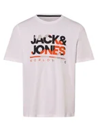 Koszulki męskie - Jack & Jones Koszulka męska - JJLuke Mężczyźni Bawełna biały nadruk, S - miniaturka - grafika 1