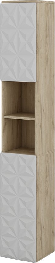 Vicco Szafka łazienkowa Edge, 30 x 189.5 cm z 2 drzwiami i 3 przegrodami, Biały/Dąb