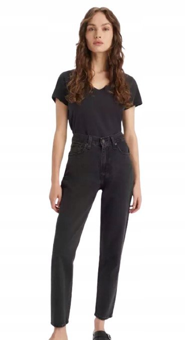 LEVI'S CZARNE JEANSY MOM JEANS WYSOKI STAN Z PRZETARCIAMI 29/30 6EA