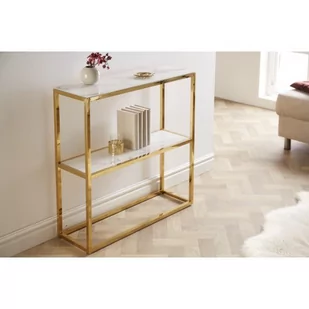 Konsola elegance 80cm marmur biało-złota 42169 - Konsole i sekretarzyki - miniaturka - grafika 1