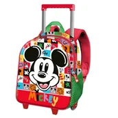 Plecaki - Disney Mickey Mouse Nastrojowy mały plecak 3D z kółkami, wielokolorowy, 26 x 34 cm, pojemność 7 l, Wielokolorowa Myszka Miki, Jeden rozmiar, Mały plecak 3D z kółkami - miniaturka - grafika 1