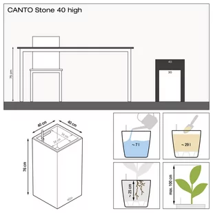 Donica Lechuza CANTO Stone Kolumna 40 LED grafitowy czarny - Donice - miniaturka - grafika 4