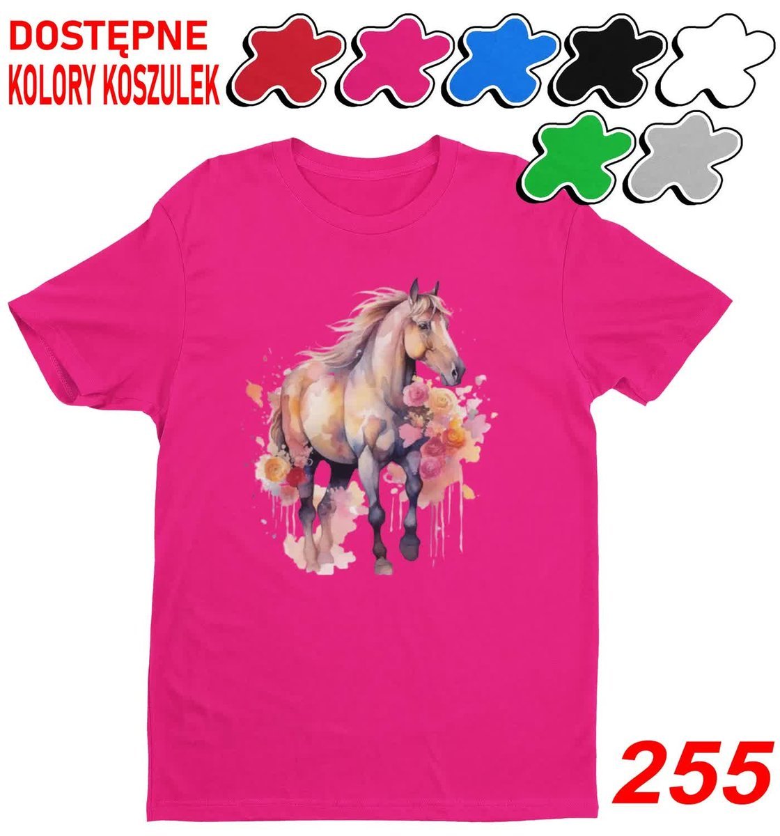 Dziecięca Koszulka T-Shirt Z Nadrukiem Duży Wybór Unicorn Konie -M 134-140