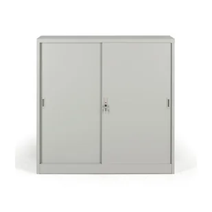 B2B Partner Metalowa szafa z przesuwnymi drzwiami, demontowana, 2 półki, 1200 x 1200 x 450 mm, jasnoszary 908019 - Szafy biurowe - miniaturka - grafika 1