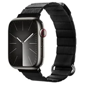 Akcesoria do smartwatchy - Crong Eclipse - Skórzany pasek magnetyczny Apple Watch 42/44/45/49 mm (czarny) - miniaturka - grafika 1