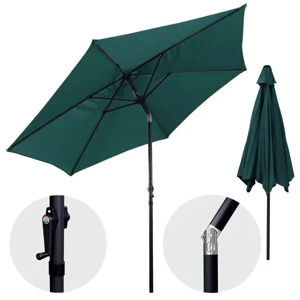 Duży Parasol Ogrodowy 300 Cm Składany Regulowany Solidny Łamany Z Korbką