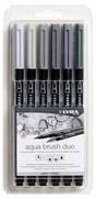 Cienkopisy - Lyra Pisaki Markery Dwustronne Aqua Brush 6 Grey - miniaturka - grafika 1