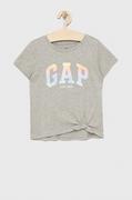 Koszulki dla dziewczynek - GAP t-shirt bawełniany dziecięcy kolor szary - Gap - miniaturka - grafika 1