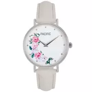 Zegarki damskie - Srebrny damski zegarek z kwiatami na tarczy PACIFIC X6138-01 - miniaturka - grafika 1