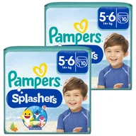 Pieluchy - Zestaw Pampers Splashers pieluchomajtki do pływania rozmiar 5-6 14+ kg 2 x 10 sztuk - miniaturka - grafika 1