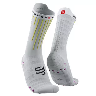 COMPRESSPORT Skarpetki rowerowe AERO SOCKS white/safe yellow/neon pink - Skarpetki kolarskie - miniaturka - grafika 1