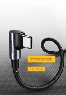Kabel USB-C do USB-C, kątowy UGREEN QC 3.0 PD 3A 60W 1m (czarny) - Kable - miniaturka - grafika 5