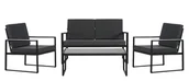 Meble ogrodowe - VELACO Zestaw mebli ogrodowych metalowych stół, sofa oraz fotele Carter kolor czarny - miniaturka - grafika 1